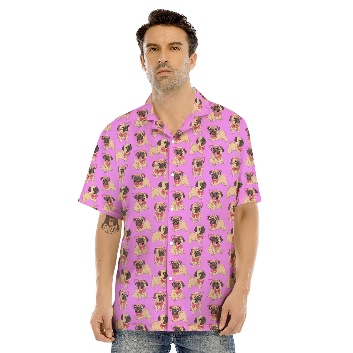 Pug Cute Print Pattern Men's Hawaiian Shirt-grizzshop