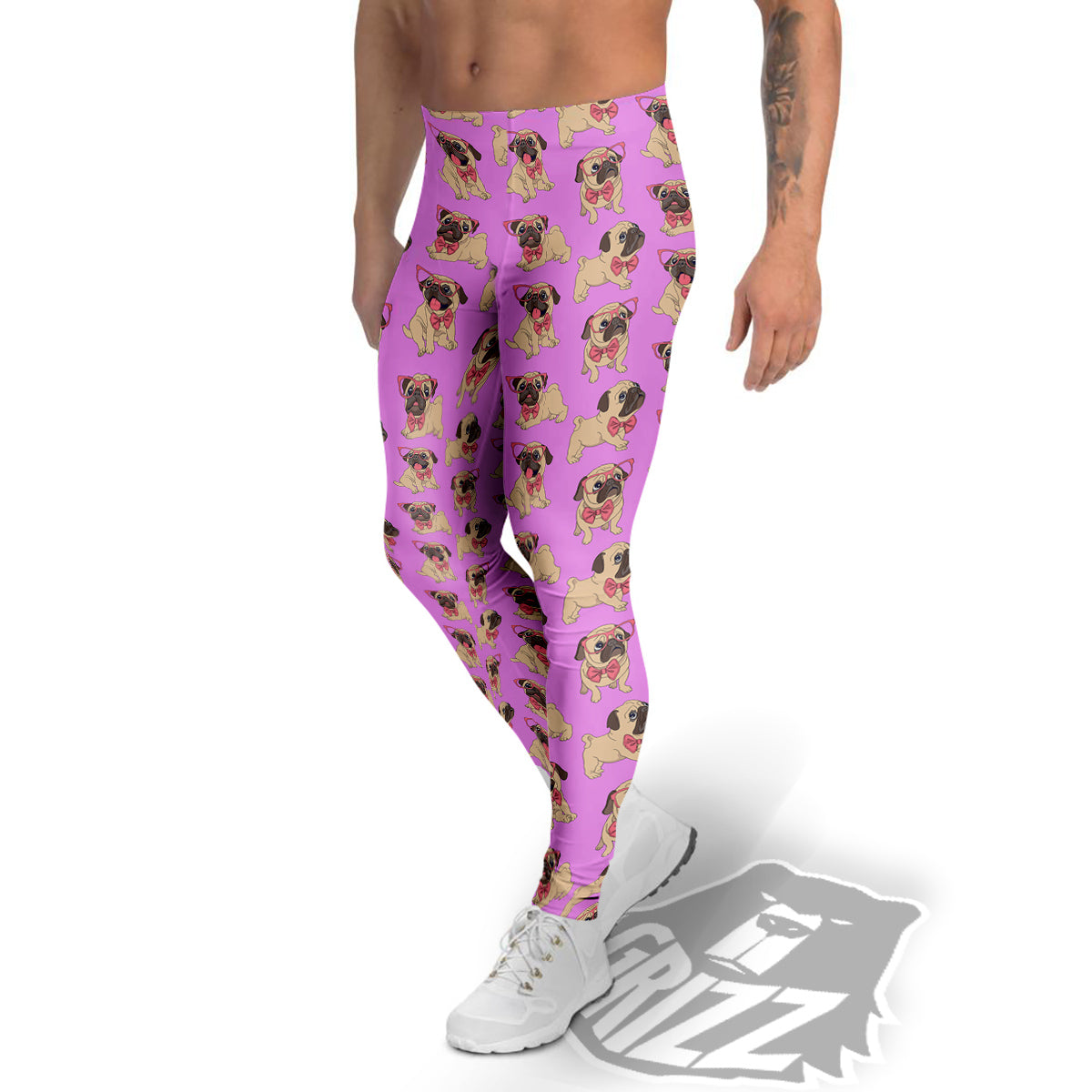 Pug Cute Print Pattern Men's Leggings-grizzshop