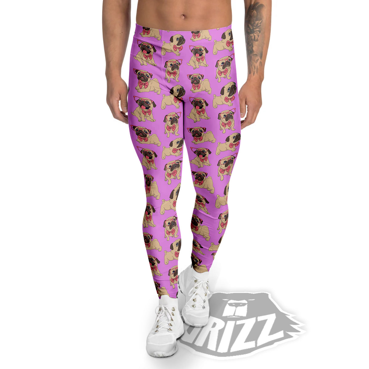 Pug Cute Print Pattern Men's Leggings-grizzshop