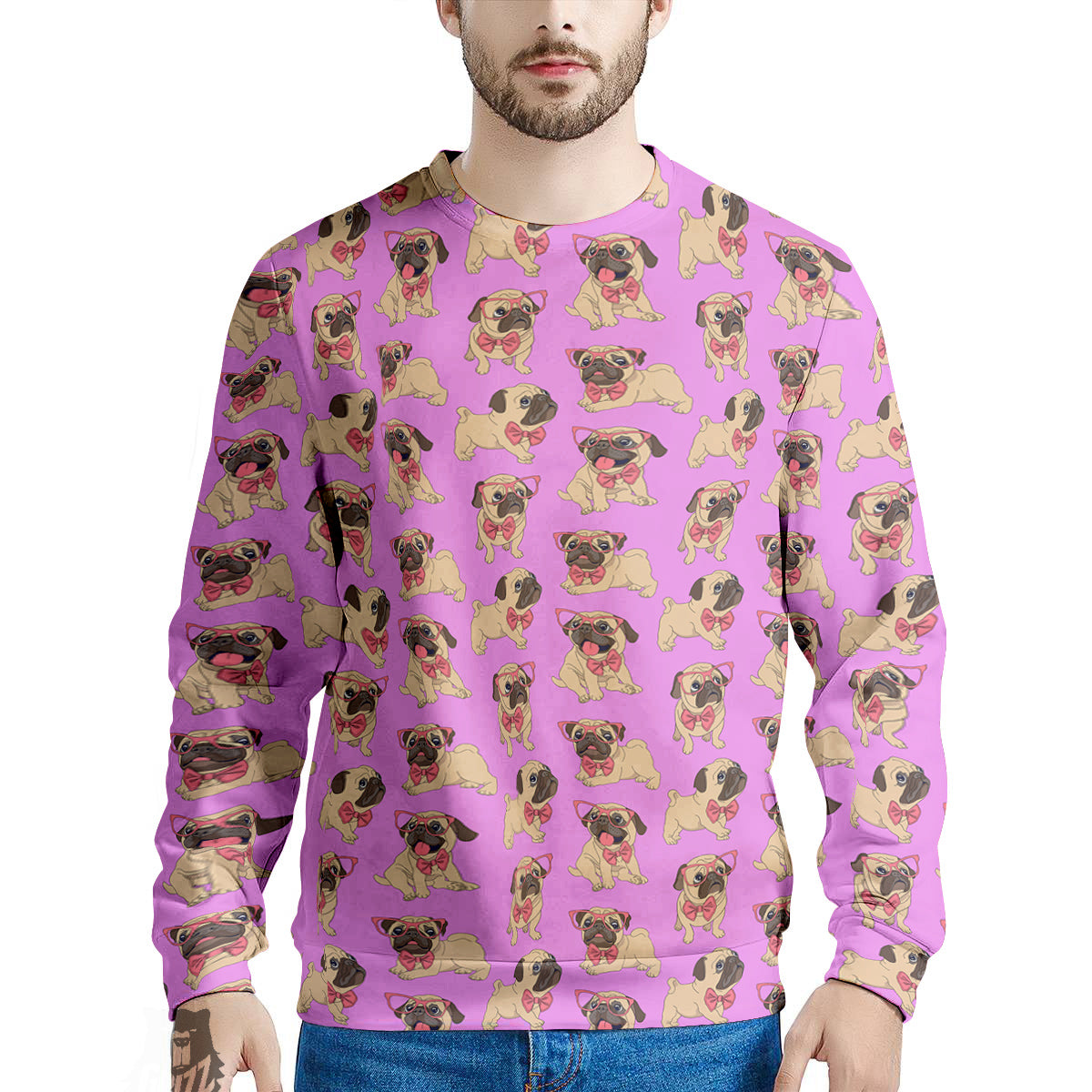 Pug Cute Print Pattern Men's Sweatshirt-grizzshop