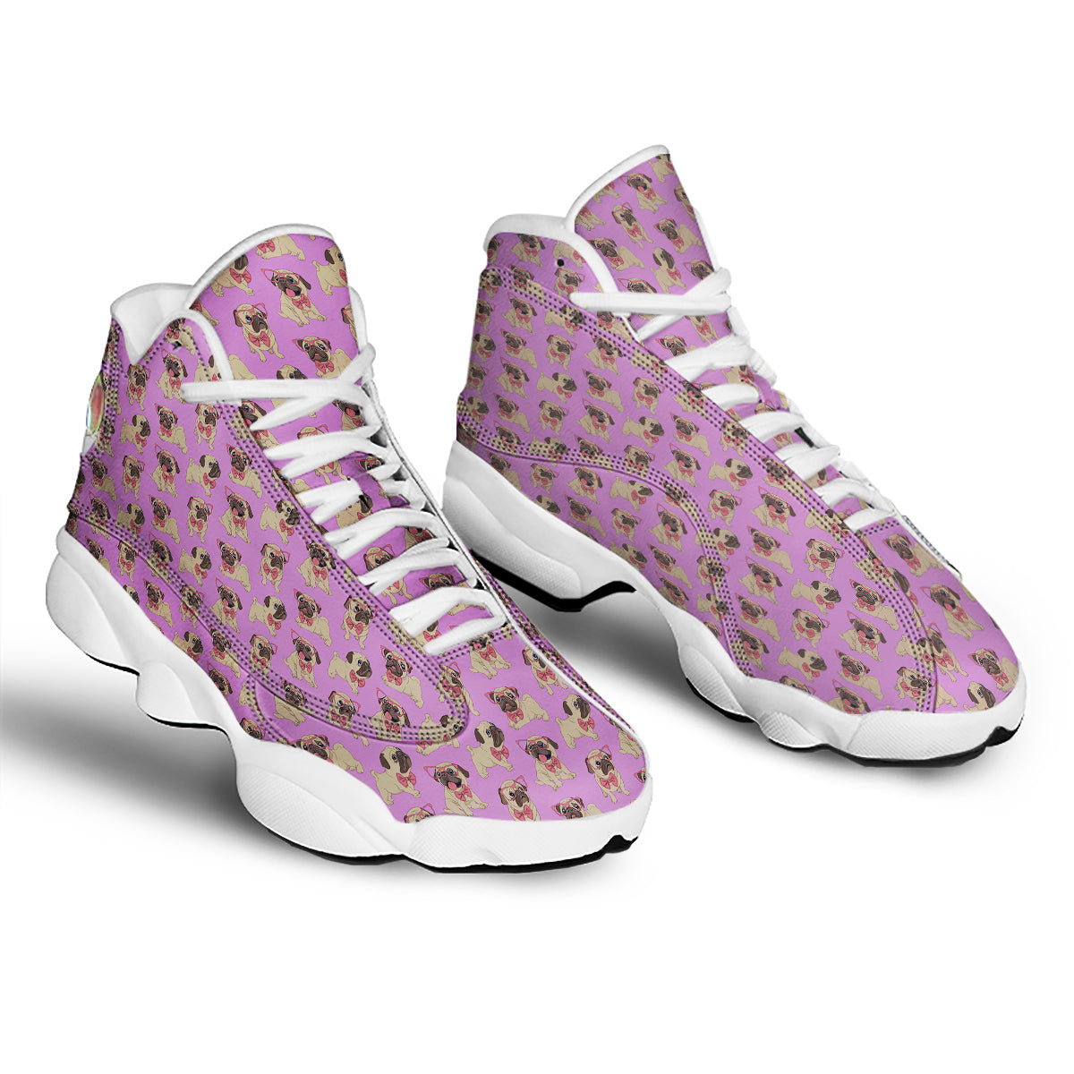 Pug Cute Print Pattern White Basketball Shoes-grizzshop