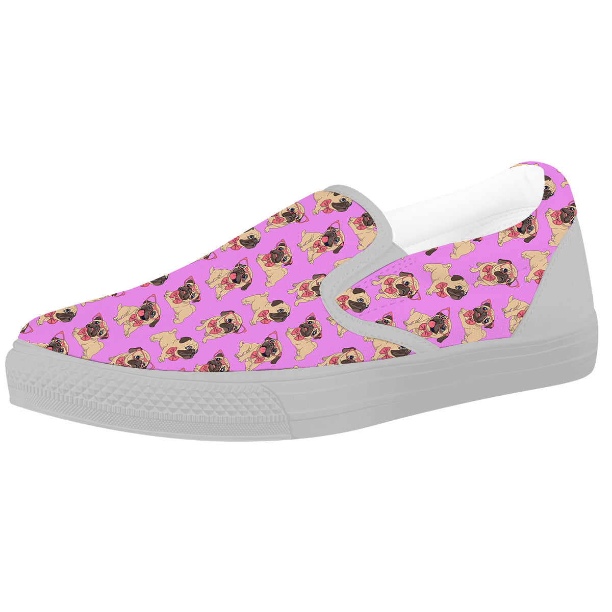 Pug Cute Print Pattern White Slip On Shoes-grizzshop