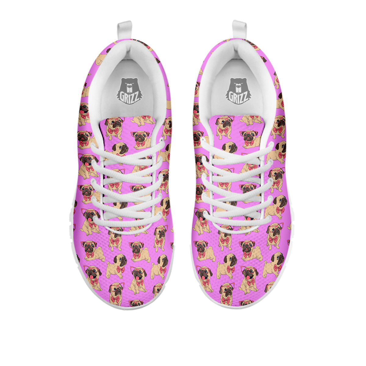 Pug Cute Print Pattern White Sneaker-grizzshop