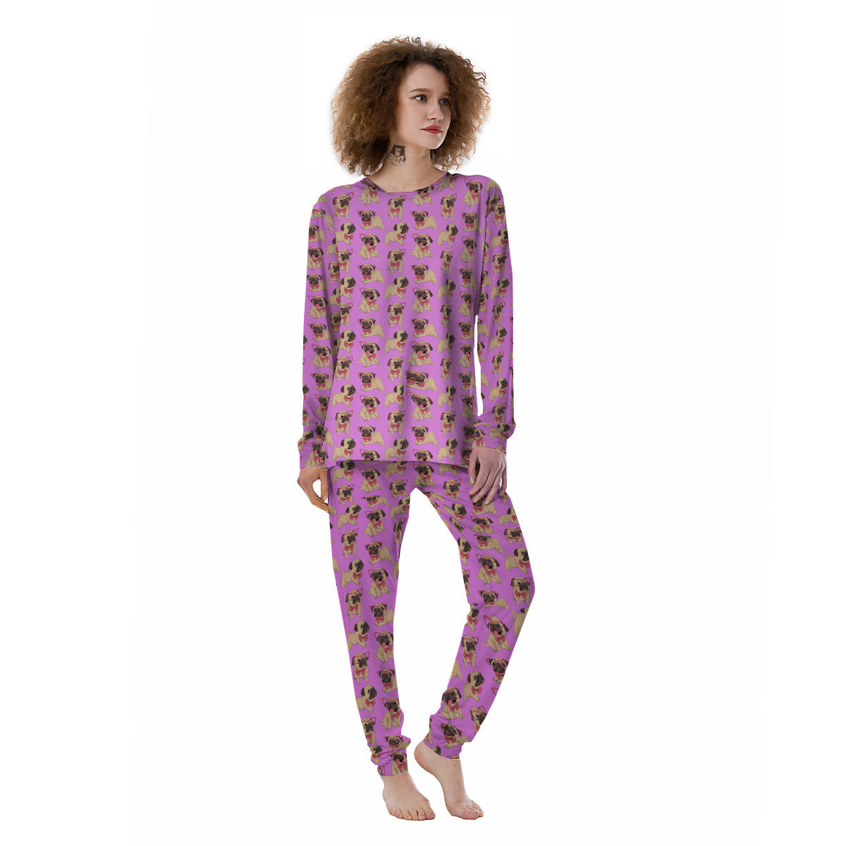 Pug Cute Print Pattern Women's Pajamas-grizzshop