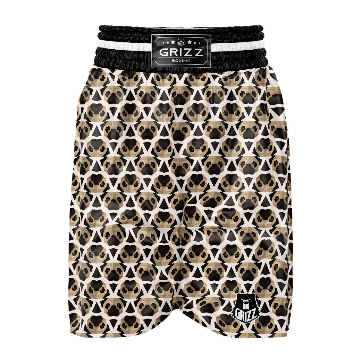 Pug Geometric Print Pattern Boxing Shorts-grizzshop