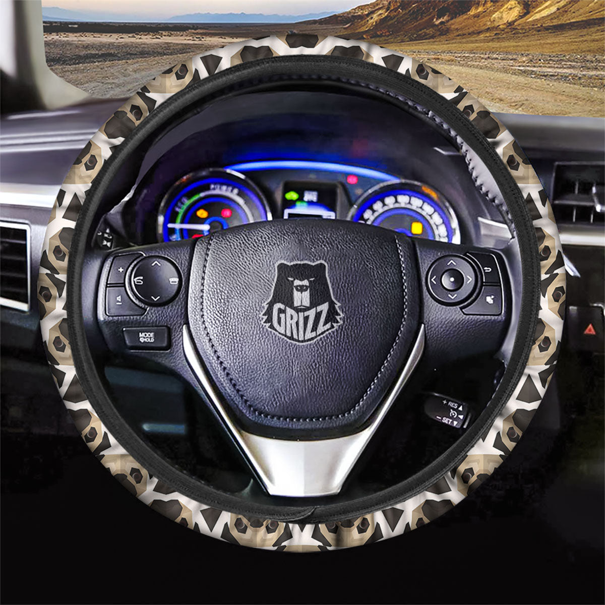 Pug Geometric Print Pattern Car Steering Wheel Cover-grizzshop