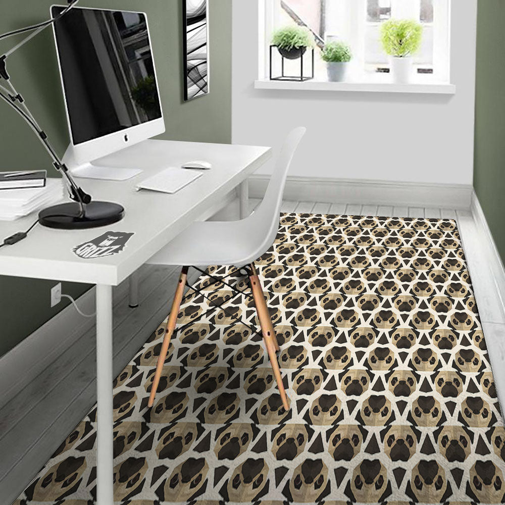 Pug Geometric Print Pattern Floor Mat-grizzshop