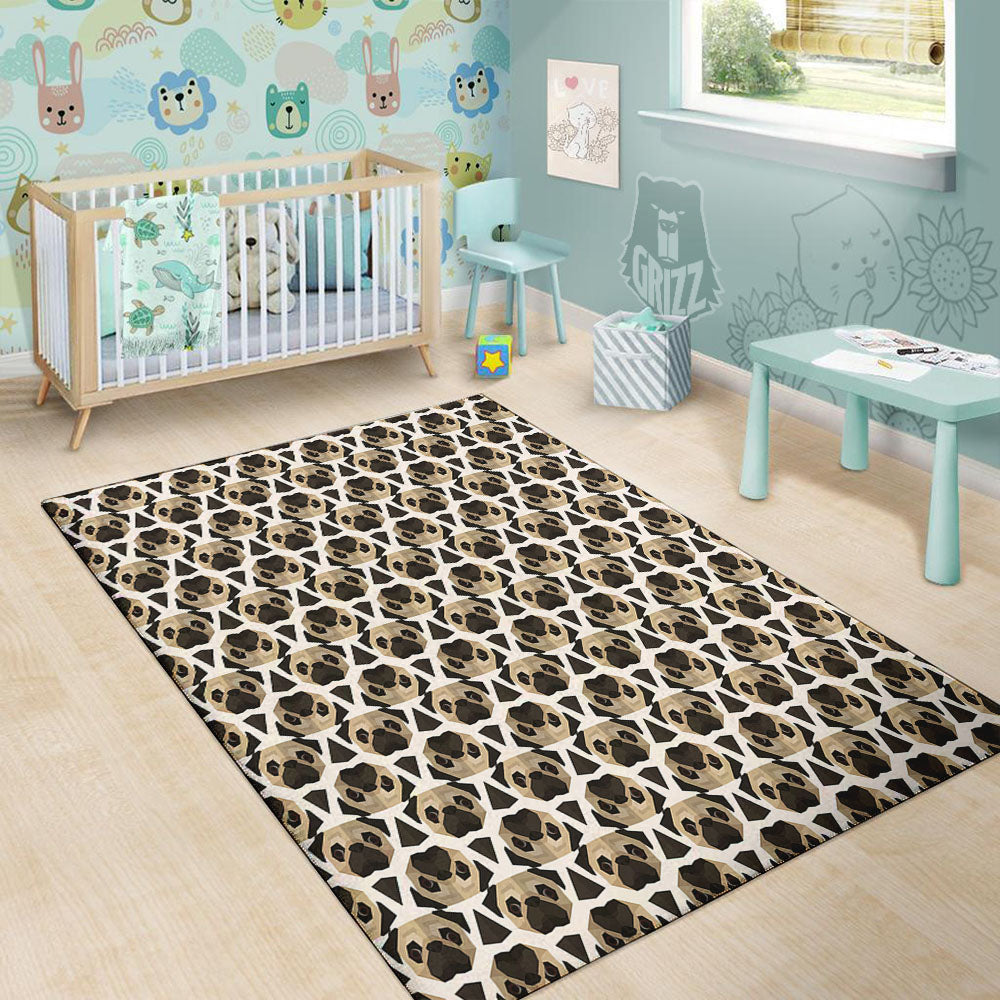Pug Geometric Print Pattern Floor Mat-grizzshop