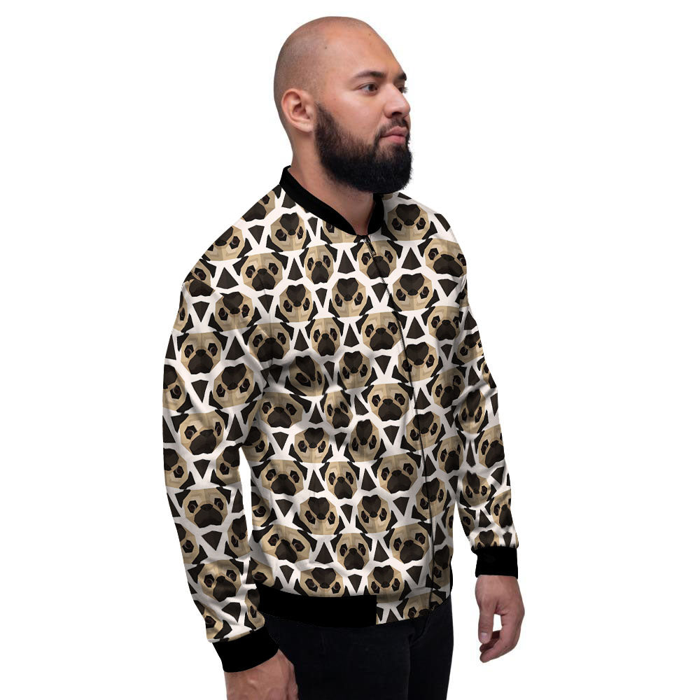 Pug Geometric Print Pattern Men's Bomber Jacket-grizzshop