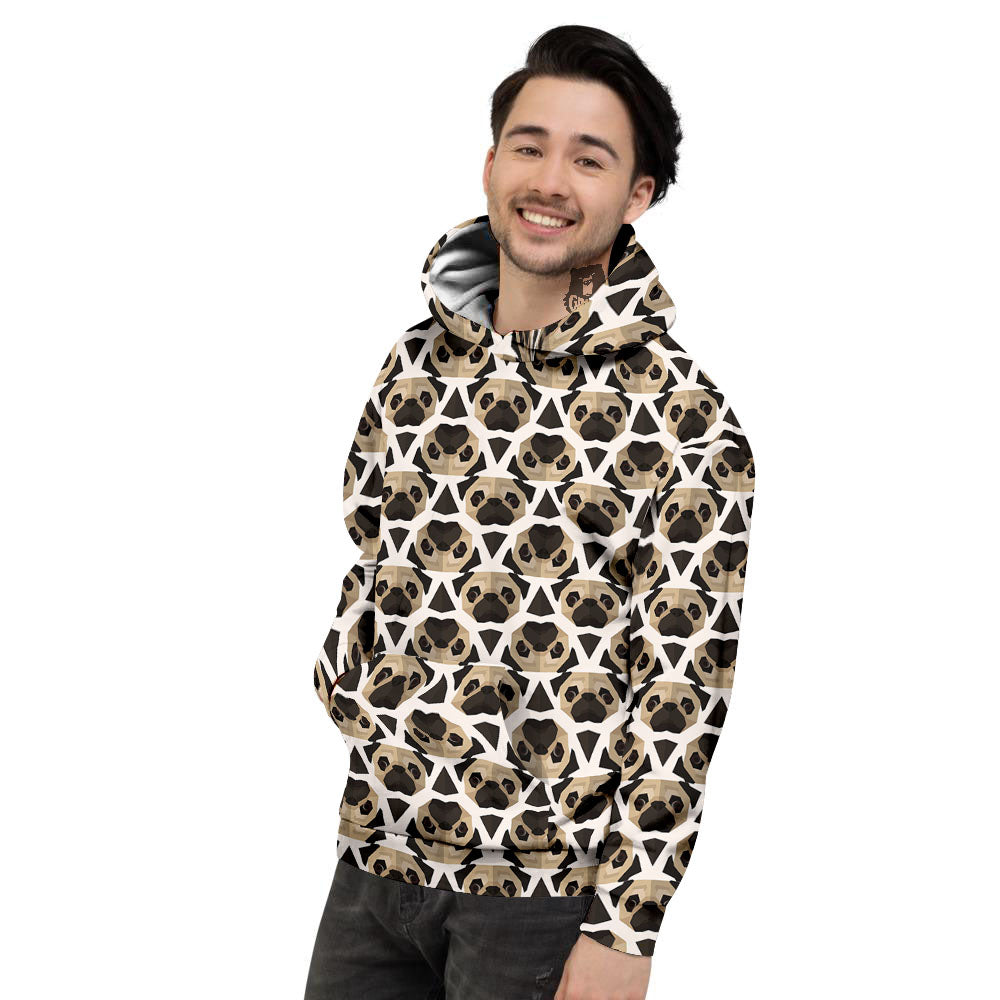 Pug Geometric Print Pattern Men's Hoodie-grizzshop