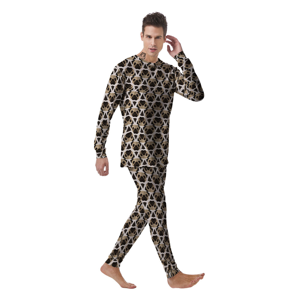 Pug Geometric Print Pattern Men's Pajamas-grizzshop