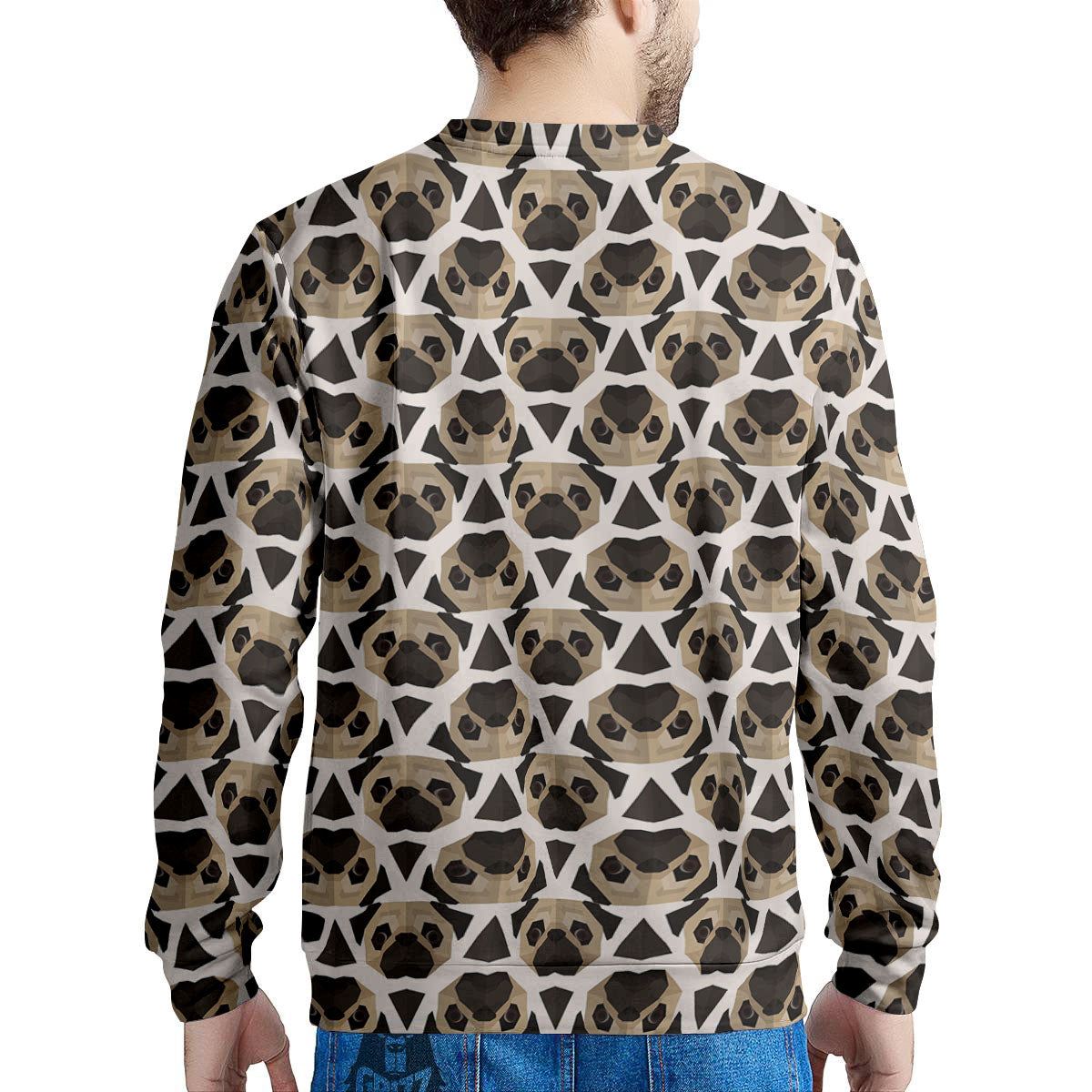 Pug Geometric Print Pattern Men's Sweatshirt-grizzshop