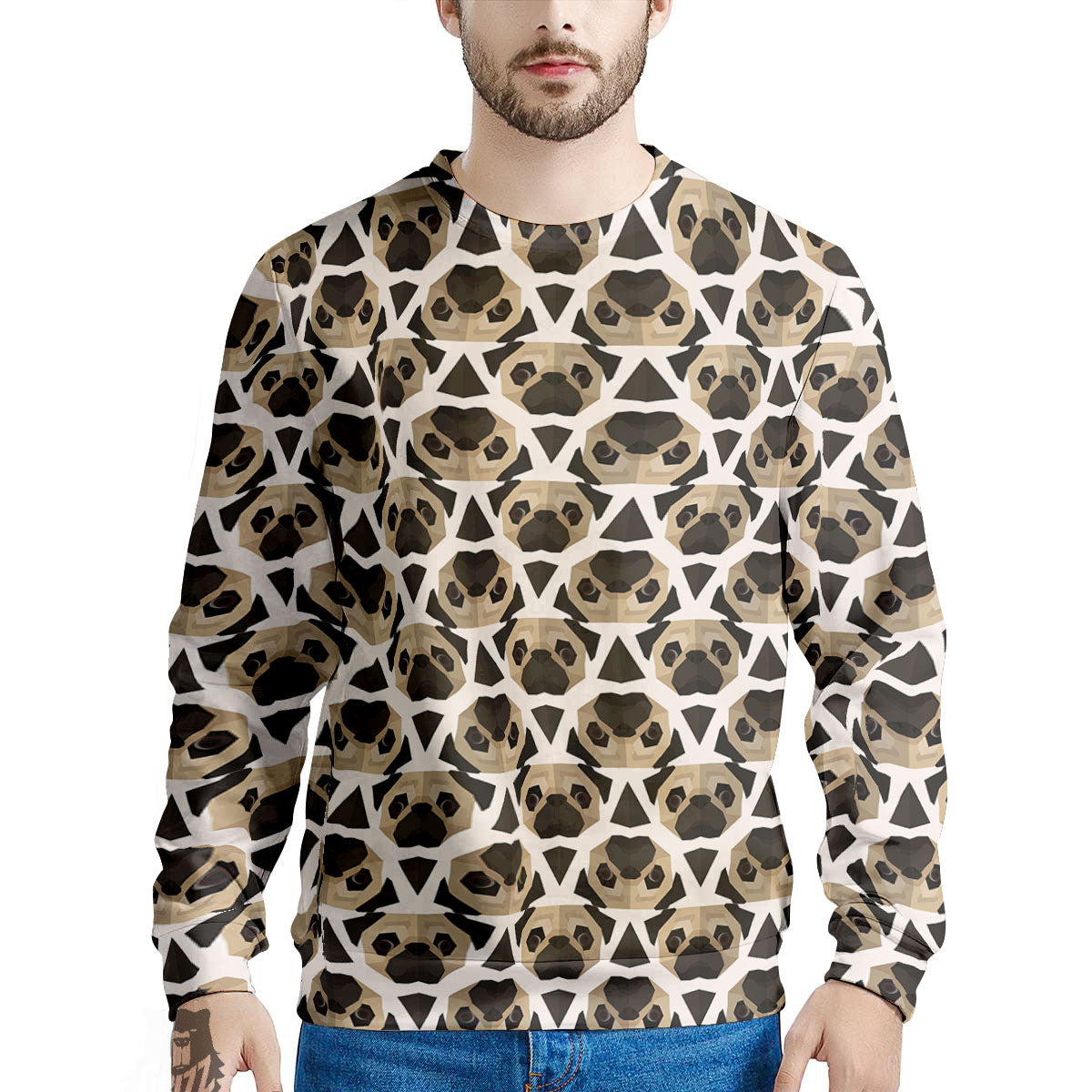 Pug Geometric Print Pattern Men's Sweatshirt-grizzshop