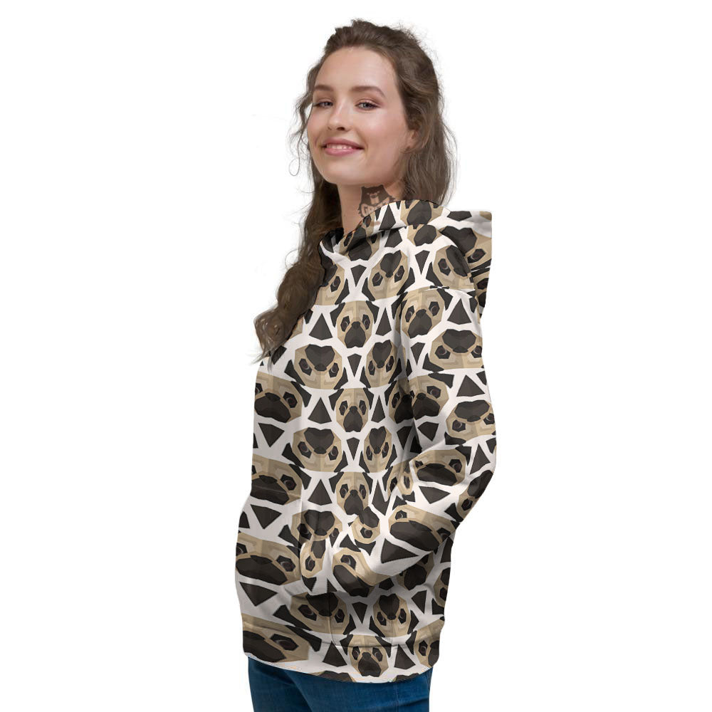 Pug Geometric Print Pattern Women's Hoodie-grizzshop
