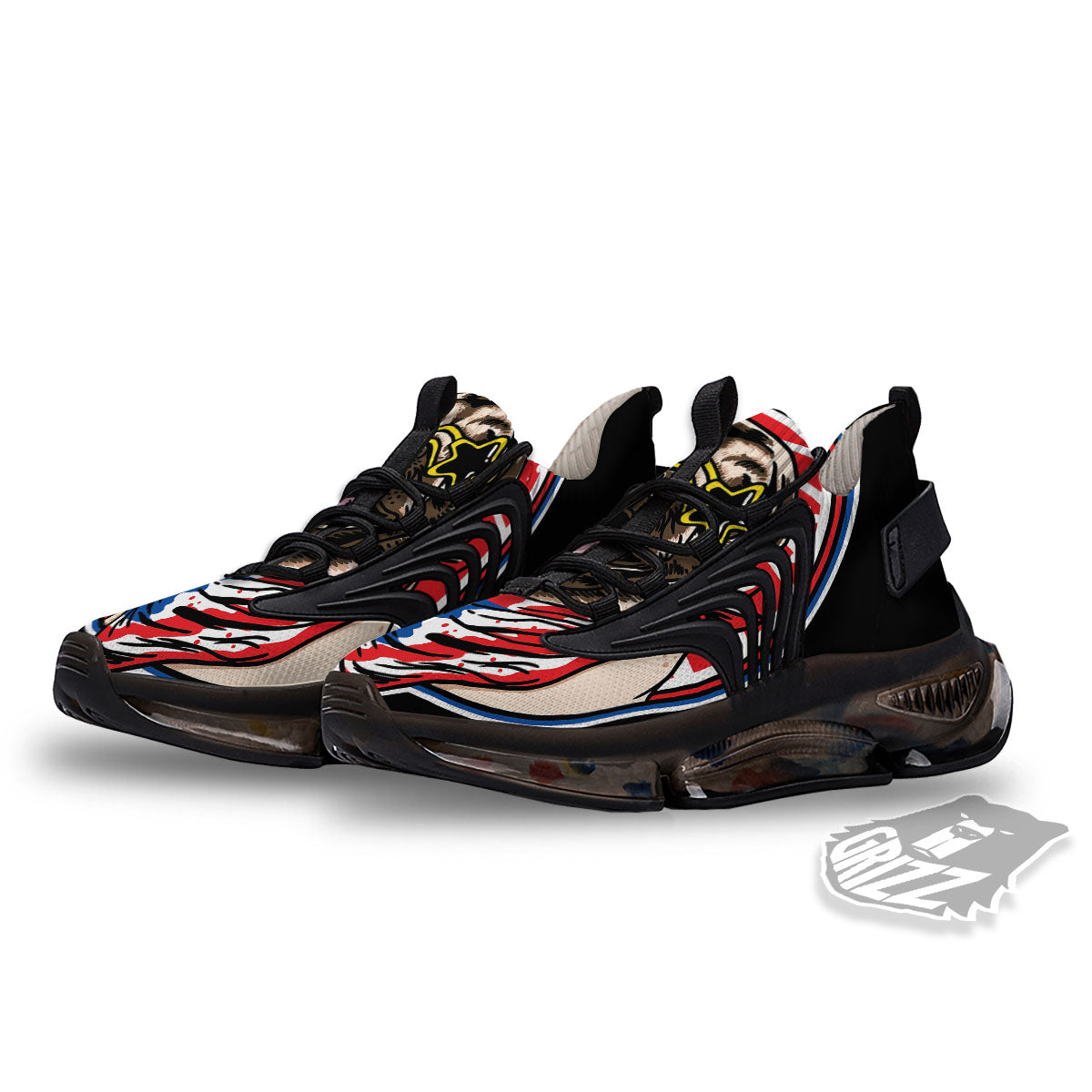 Pug Hipster Print Black Gym Shoes-grizzshop
