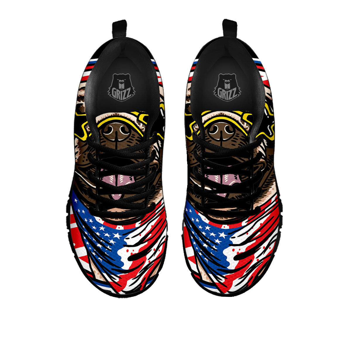 Pug Hipster Print Black Sneaker-grizzshop