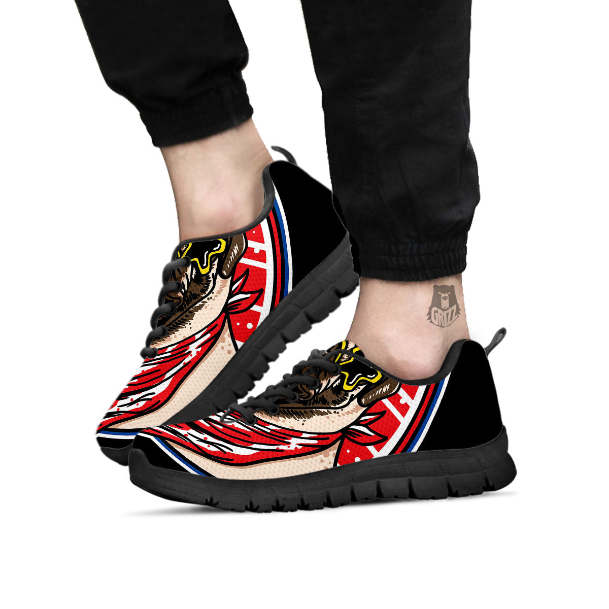 Pug Hipster Print Black Sneaker-grizzshop