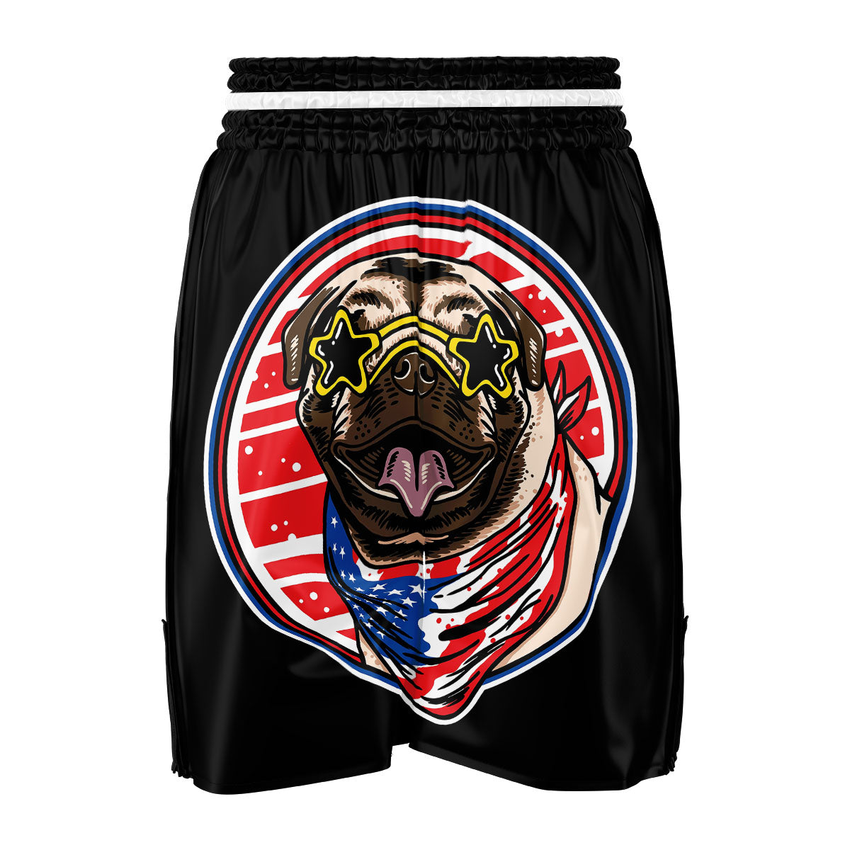 Pug Hipster Print Boxing Shorts-grizzshop