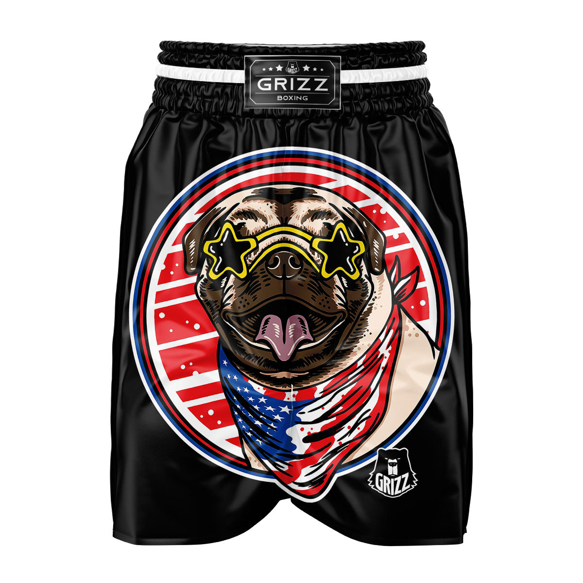 Pug Hipster Print Boxing Shorts-grizzshop