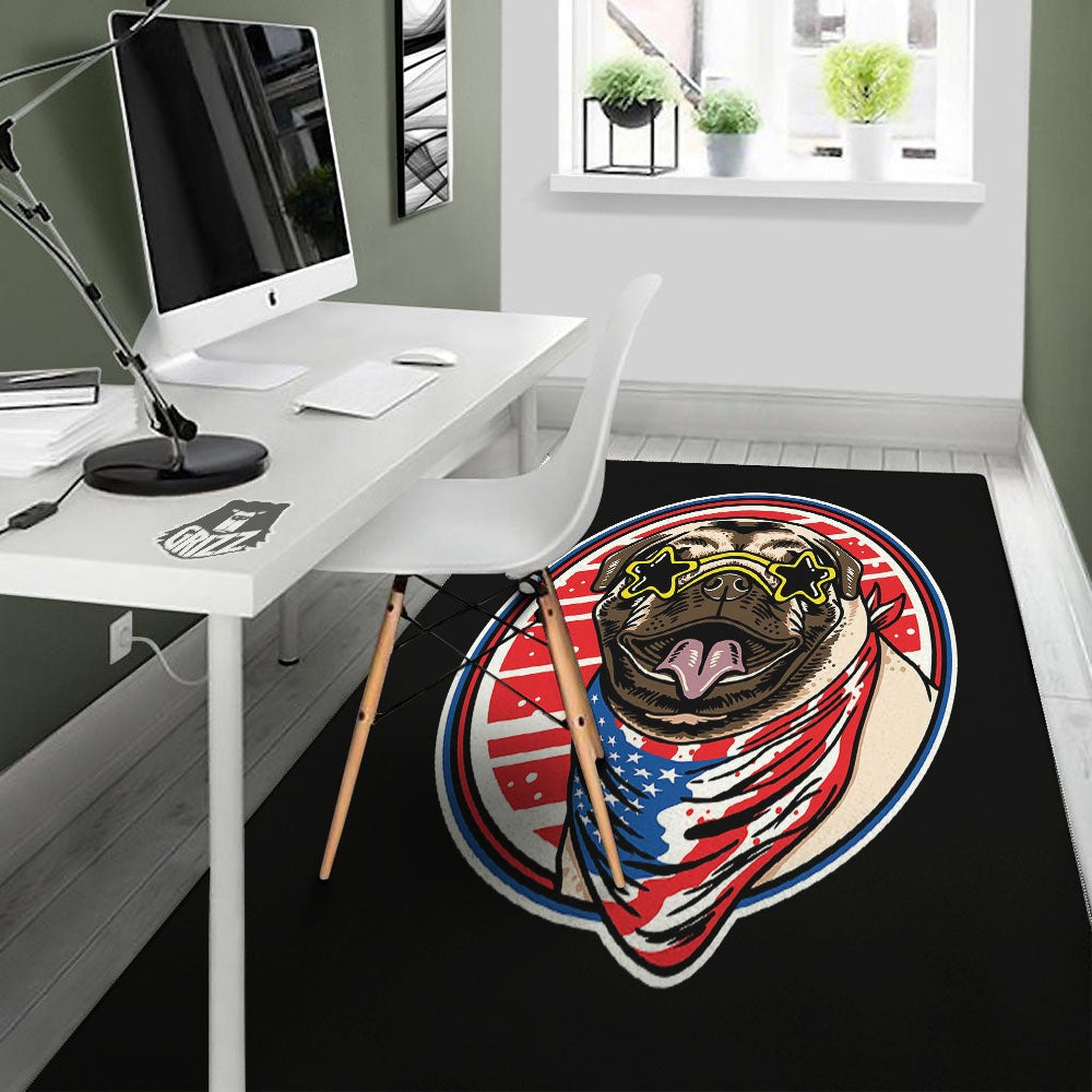 Pug Hipster Print Floor Mat-grizzshop