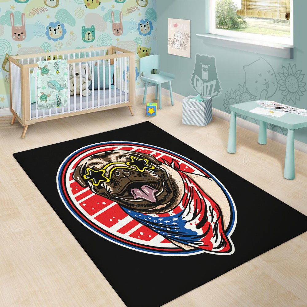 Pug Hipster Print Floor Mat-grizzshop