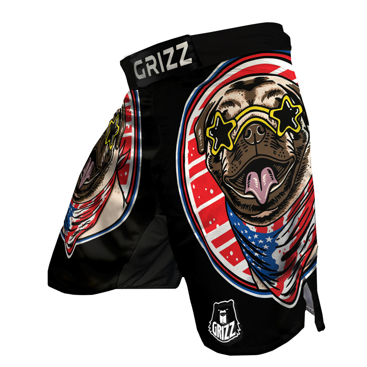Pug Hipster Print MMA Shorts-grizzshop