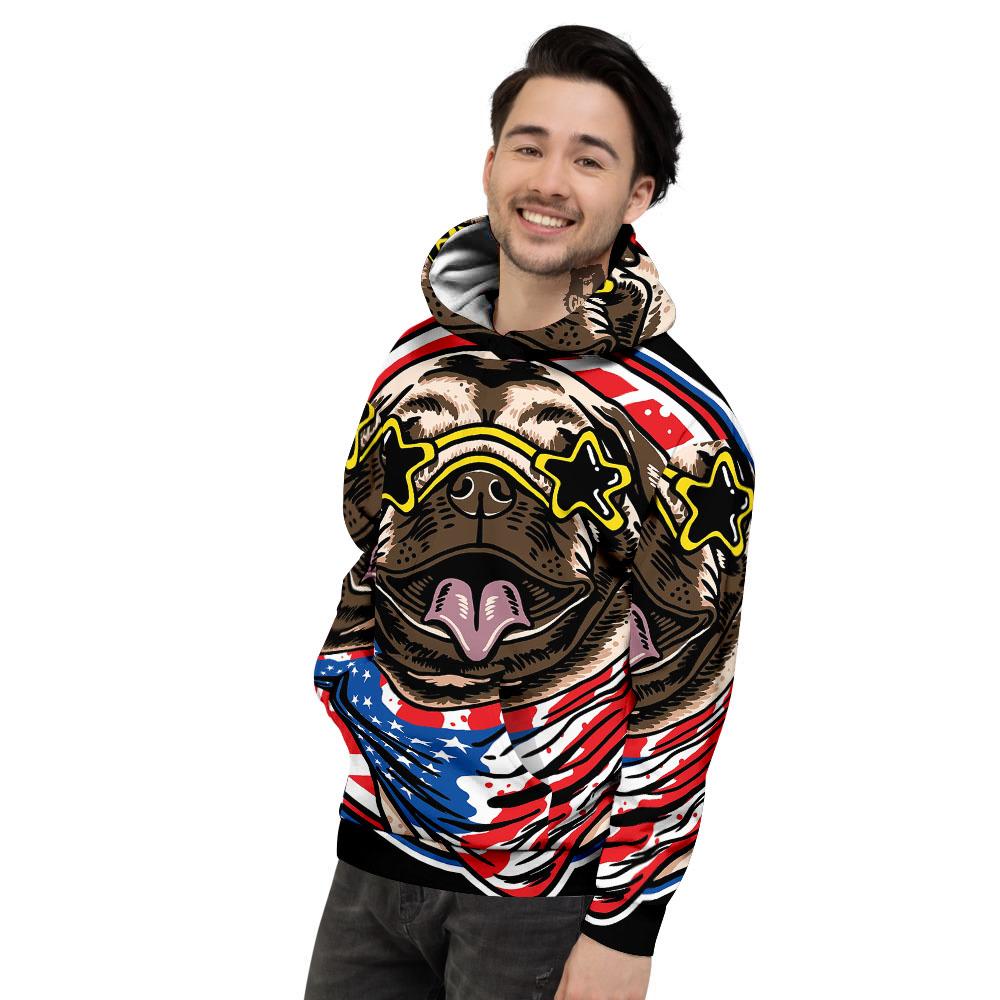 Pug Hipster Print Men's Hoodie-grizzshop