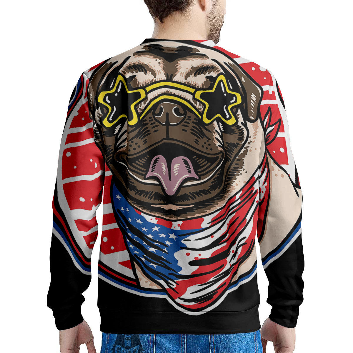 Pug Hipster Print Men's Sweatshirt-grizzshop