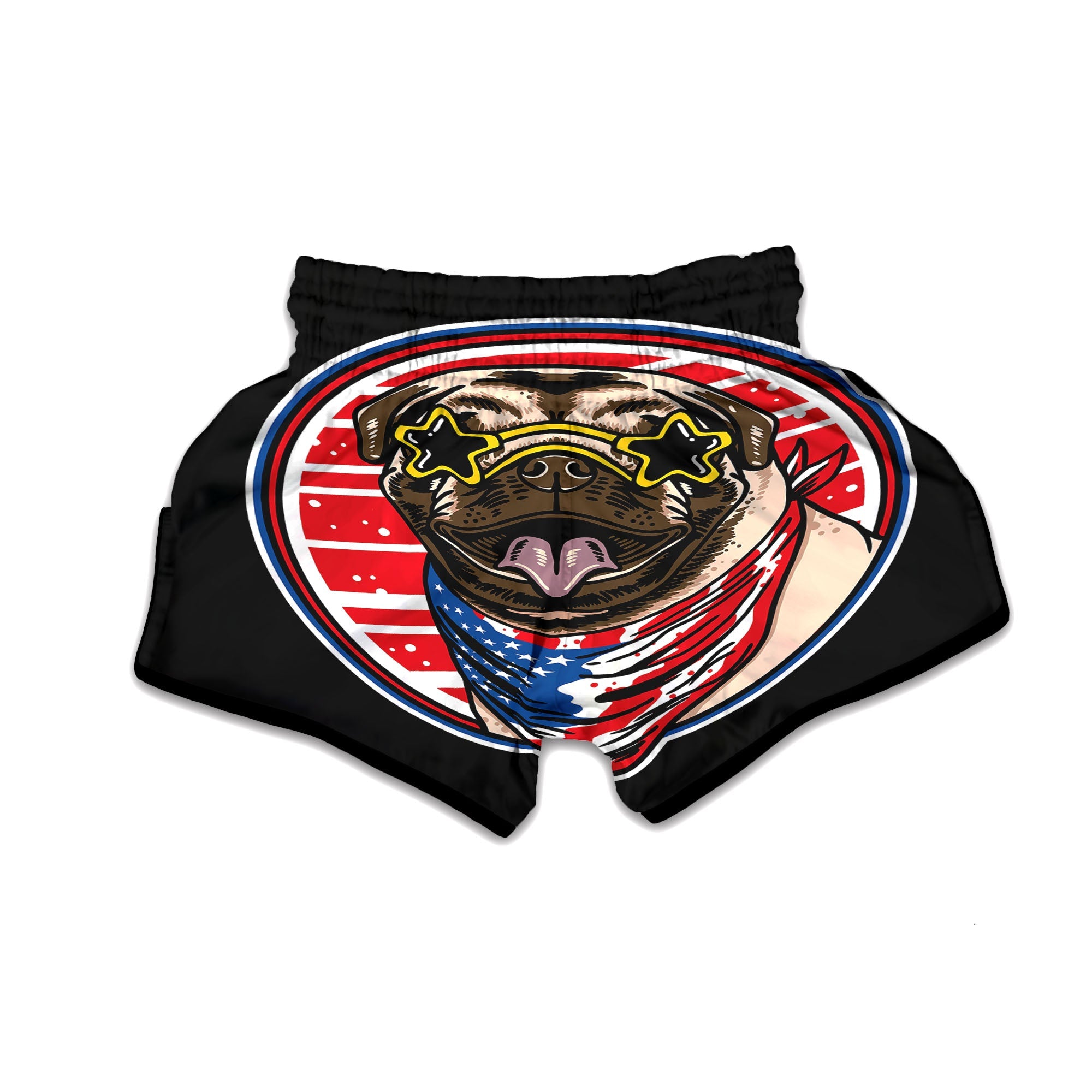 Pug Hipster Print Muay Thai Boxing Shorts-grizzshop
