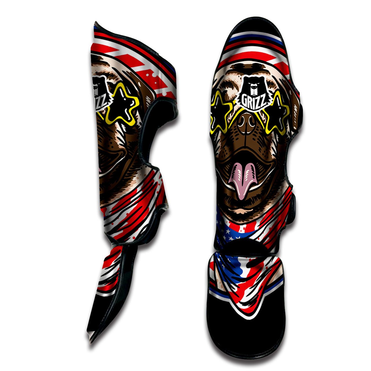 Pug Hipster Print Muay Thai Shin Guards-grizzshop