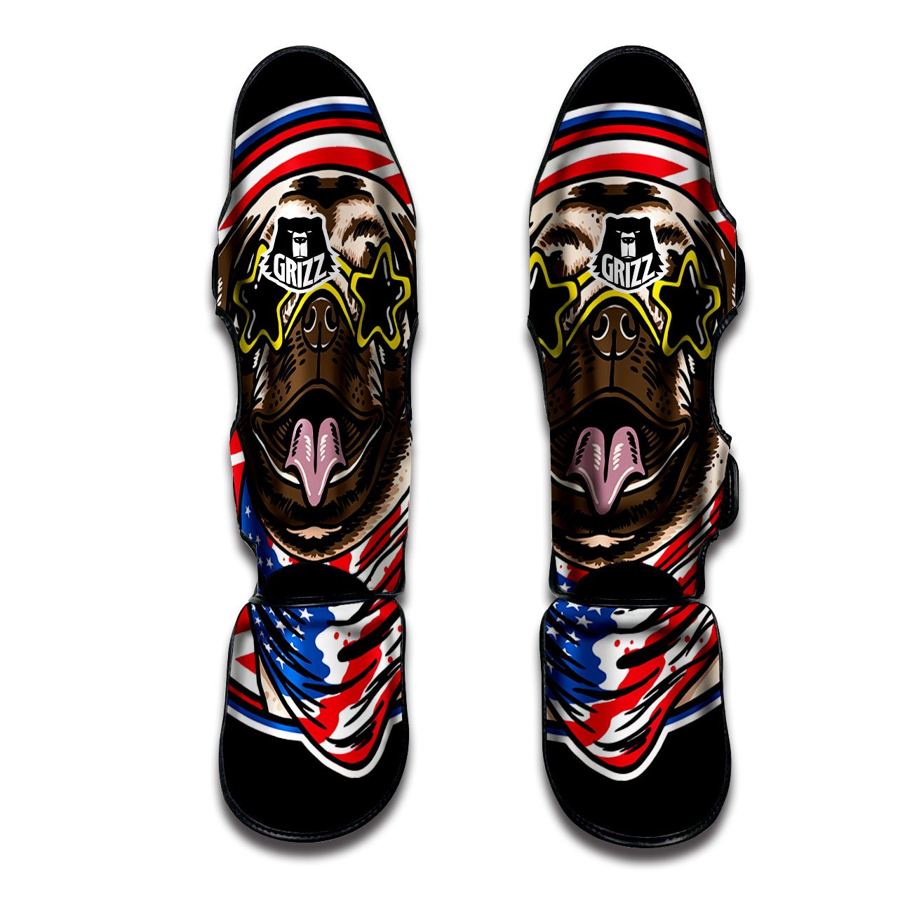 Pug Hipster Print Muay Thai Shin Guards-grizzshop