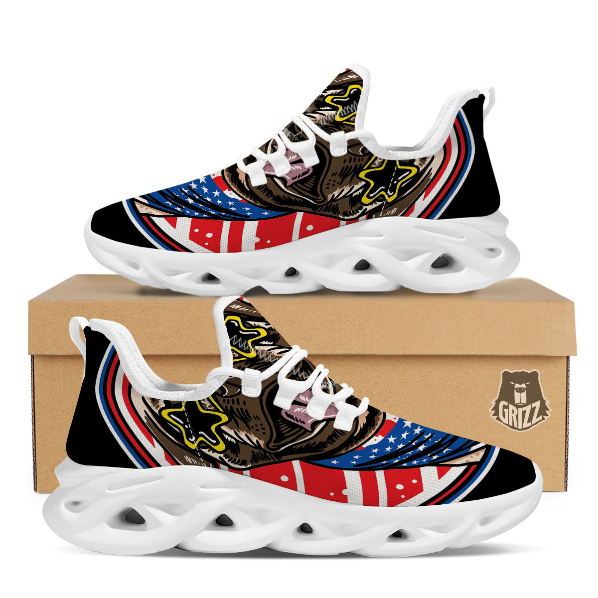 Pug Hipster Print White Running Shoes-grizzshop