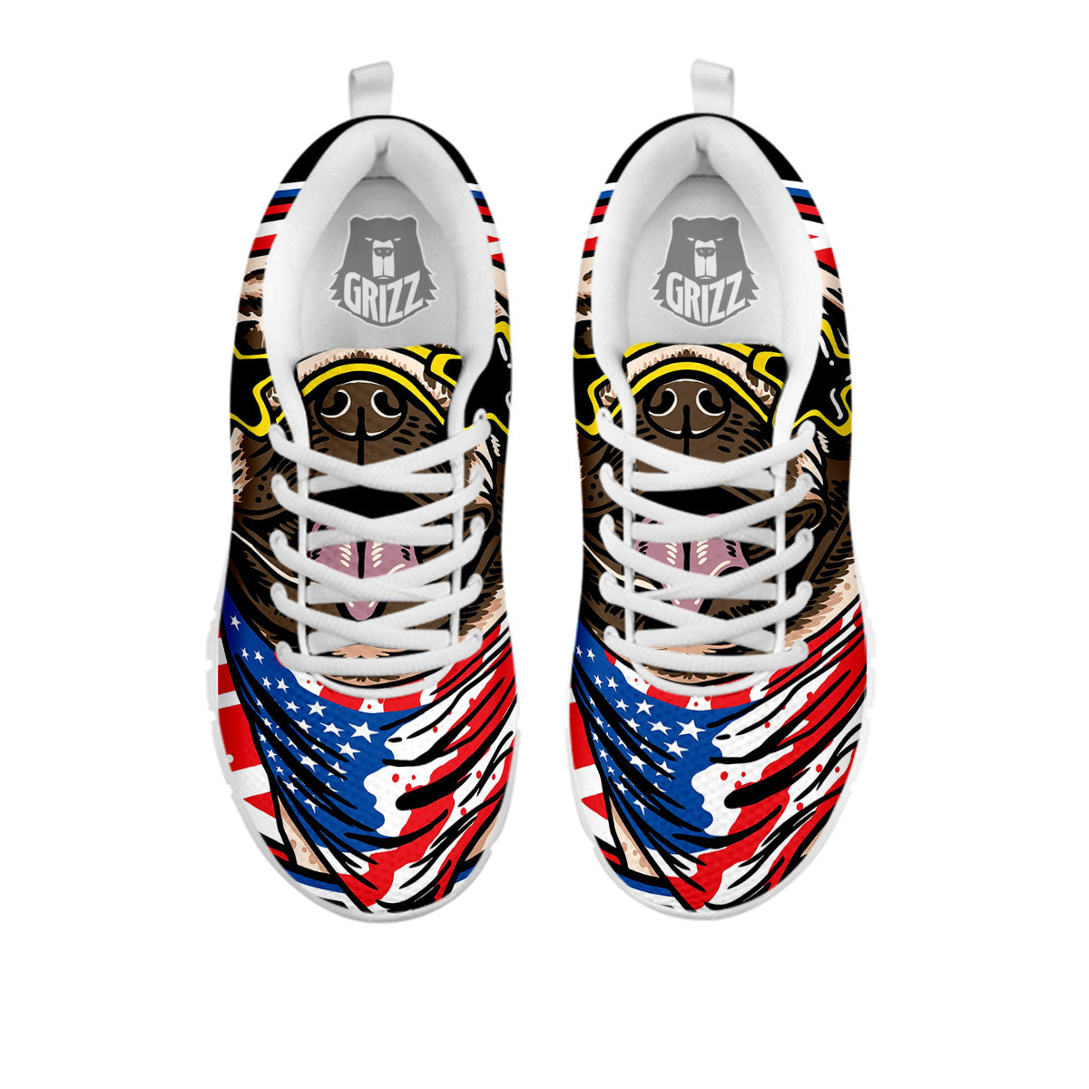 Pug Hipster Print White Sneaker-grizzshop