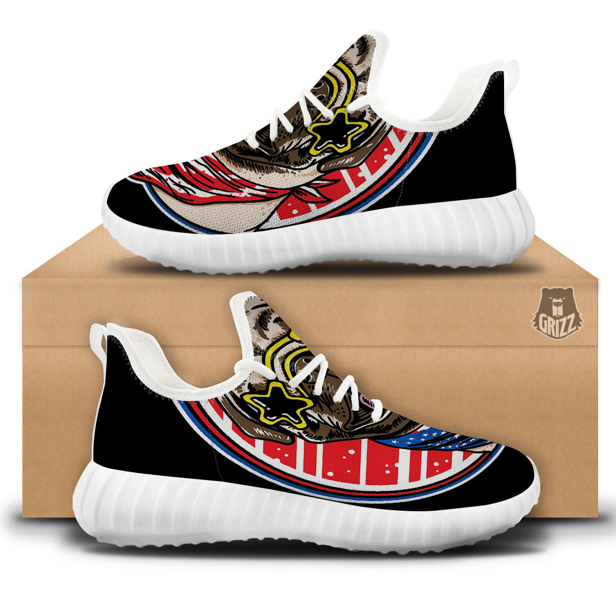 Pug Hipster Print White Walking Shoes-grizzshop