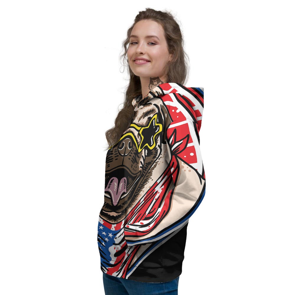 Pug Hipster Print Women's Hoodie-grizzshop