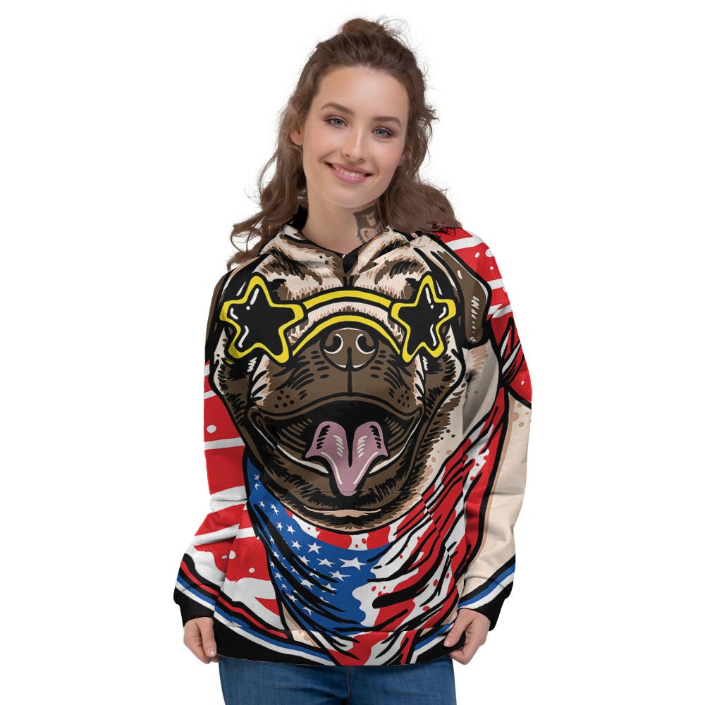 Pug Hipster Print Women's Hoodie-grizzshop
