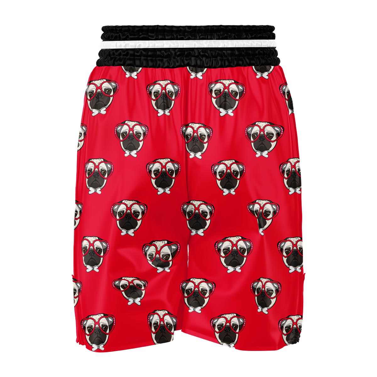 Pug Red Glasses Print Pattern Boxing Shorts-grizzshop