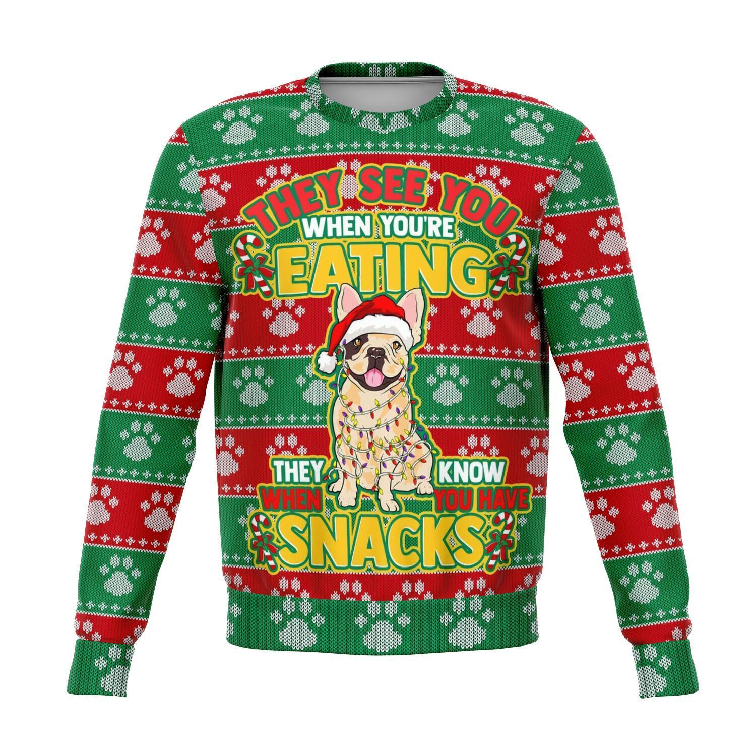 Pug They Know When You Have Snacks Christmas Ugly Sweater-grizzshop