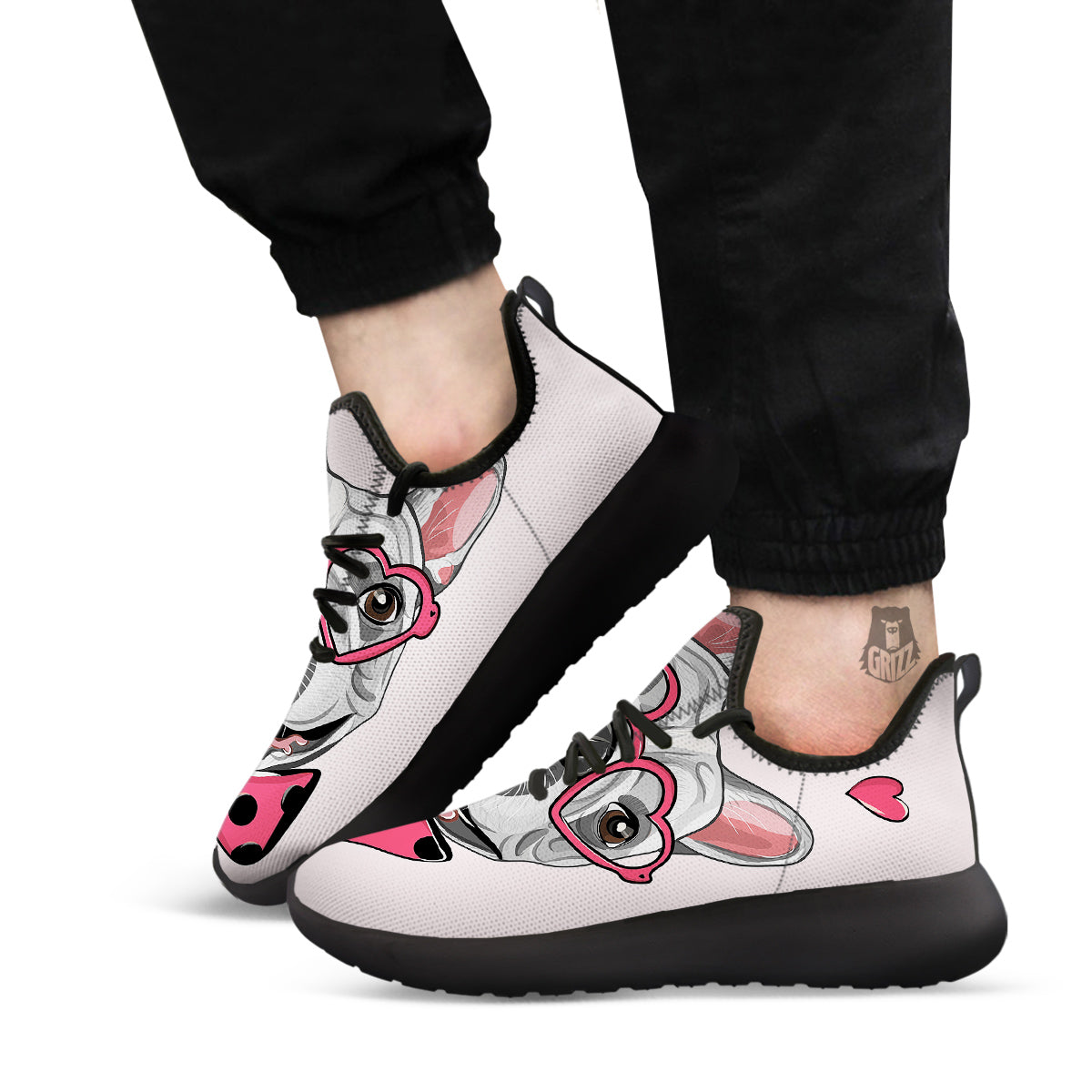 Pug With Glasses Cute Print Cute Black Athletic Shoes-grizzshop