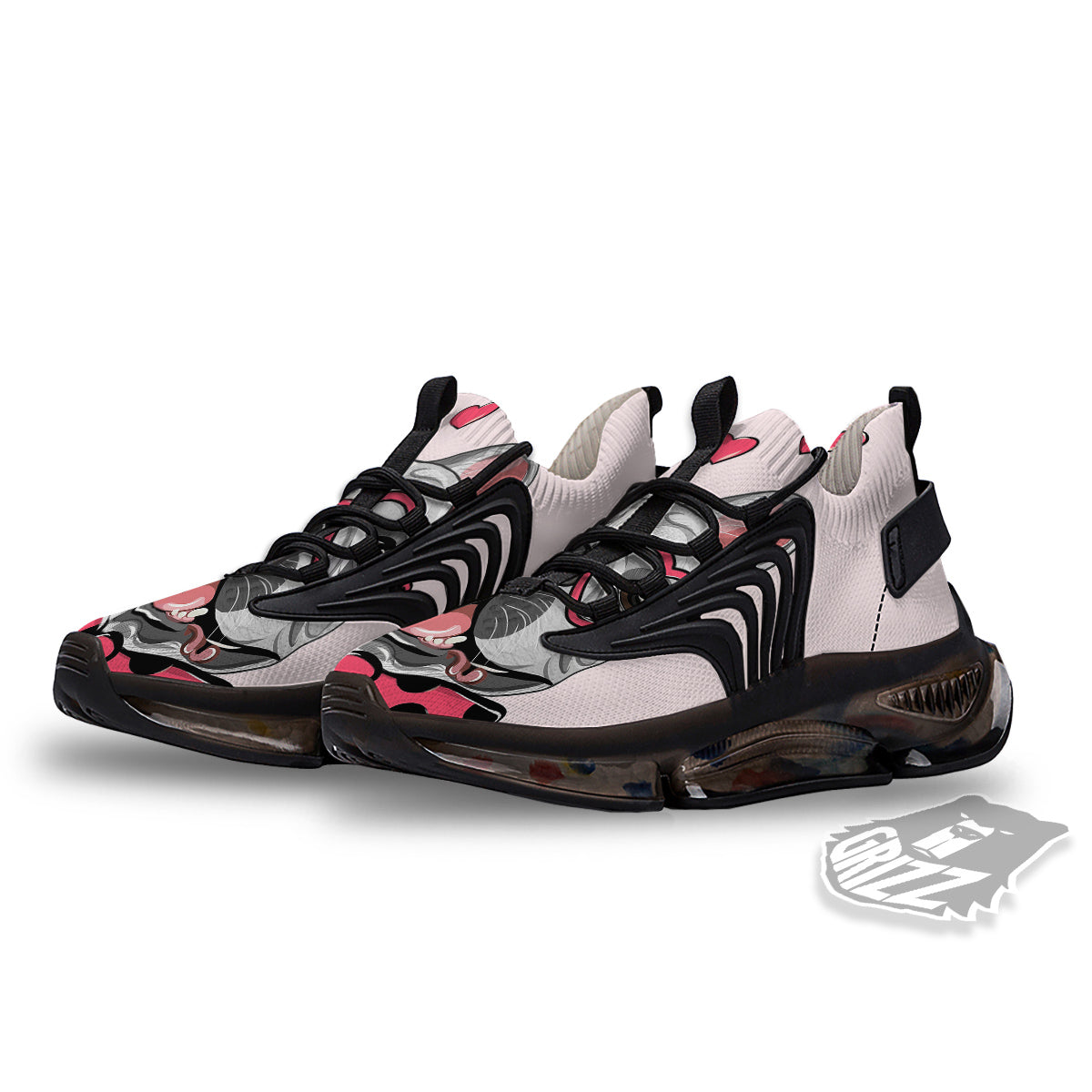 Pug With Glasses Cute Print Cute Black Gym Shoes-grizzshop