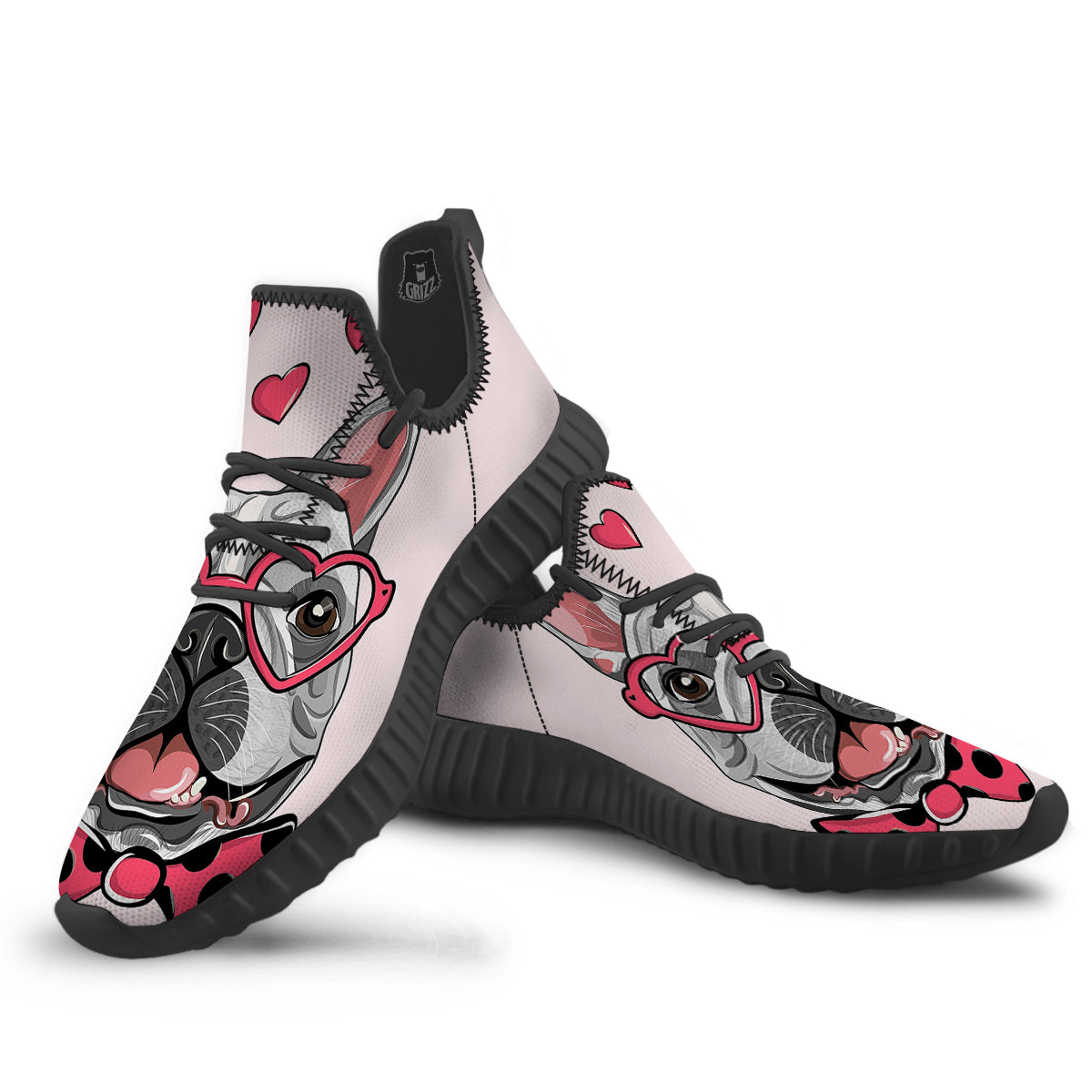 Pug With Glasses Cute Print Cute Black Walking Shoes-grizzshop