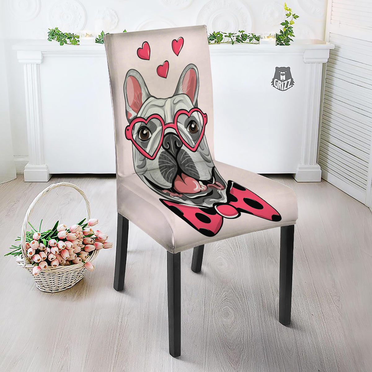 Pug With Glasses Cute Print Cute Dining Chair Slipcover-grizzshop