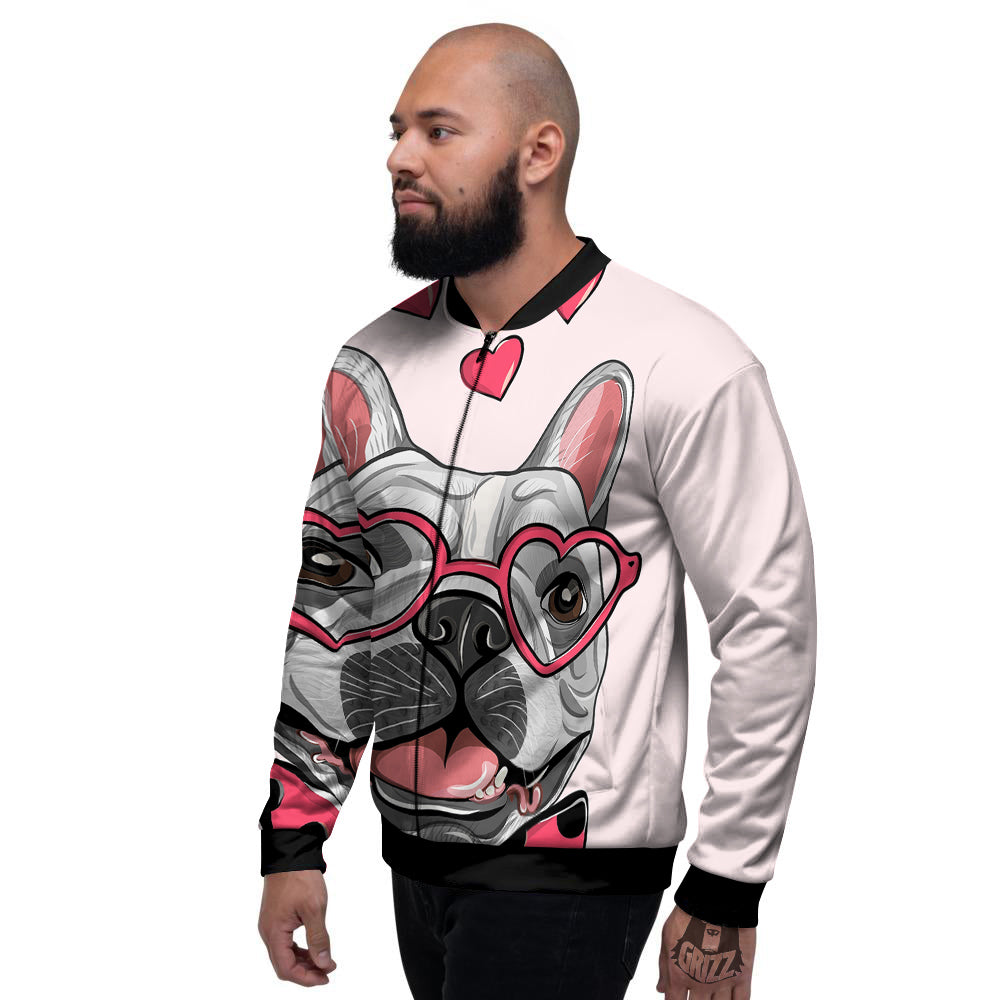 Pug With Glasses Cute Print Cute Men's Bomber Jacket-grizzshop