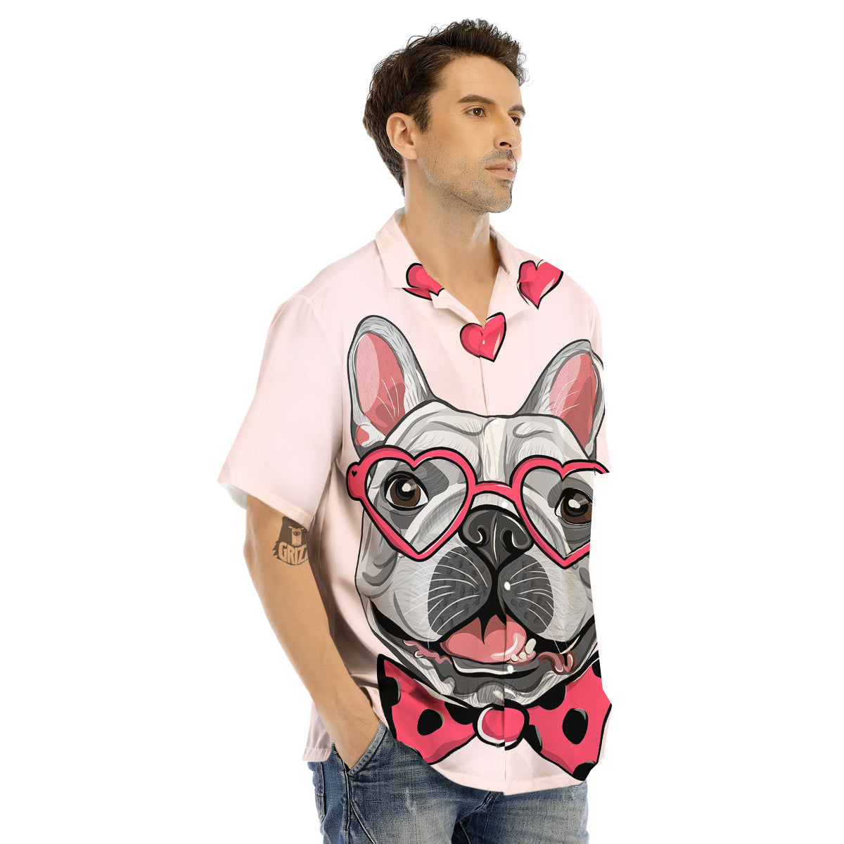 Pug With Glasses Cute Print Cute Men's Hawaiian Shirt-grizzshop