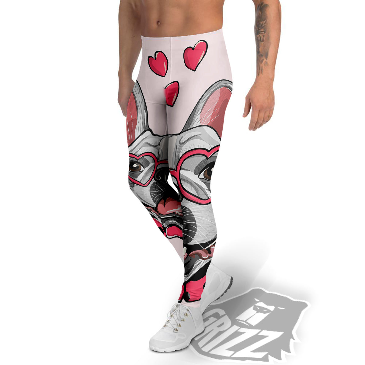 Pug With Glasses Cute Print Cute Men's Leggings-grizzshop
