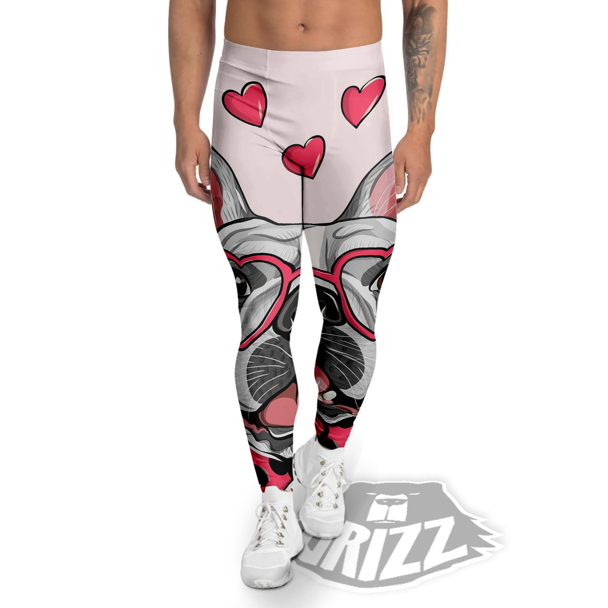 Pug With Glasses Cute Print Cute Men's Leggings-grizzshop