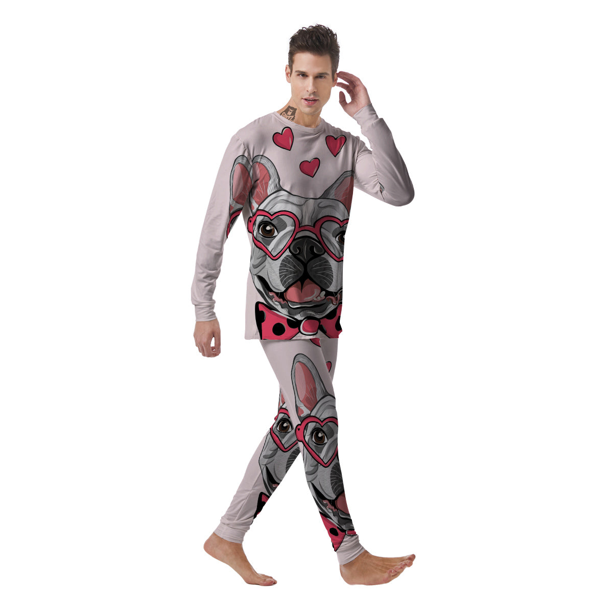 Pug With Glasses Cute Print Cute Men's Pajamas-grizzshop