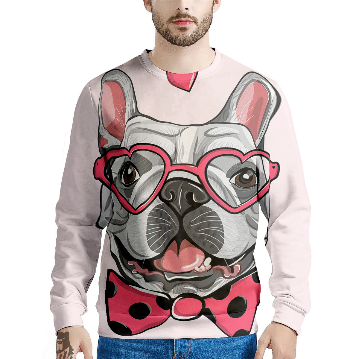 Pug With Glasses Cute Print Cute Men's Sweatshirt-grizzshop