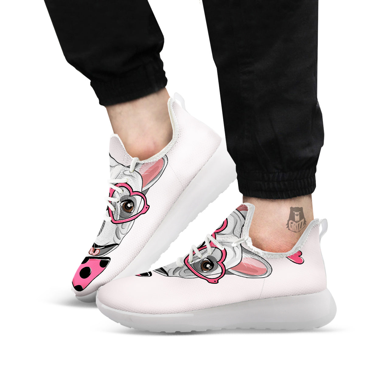 Pug With Glasses Cute Print Cute White Athletic Shoes-grizzshop