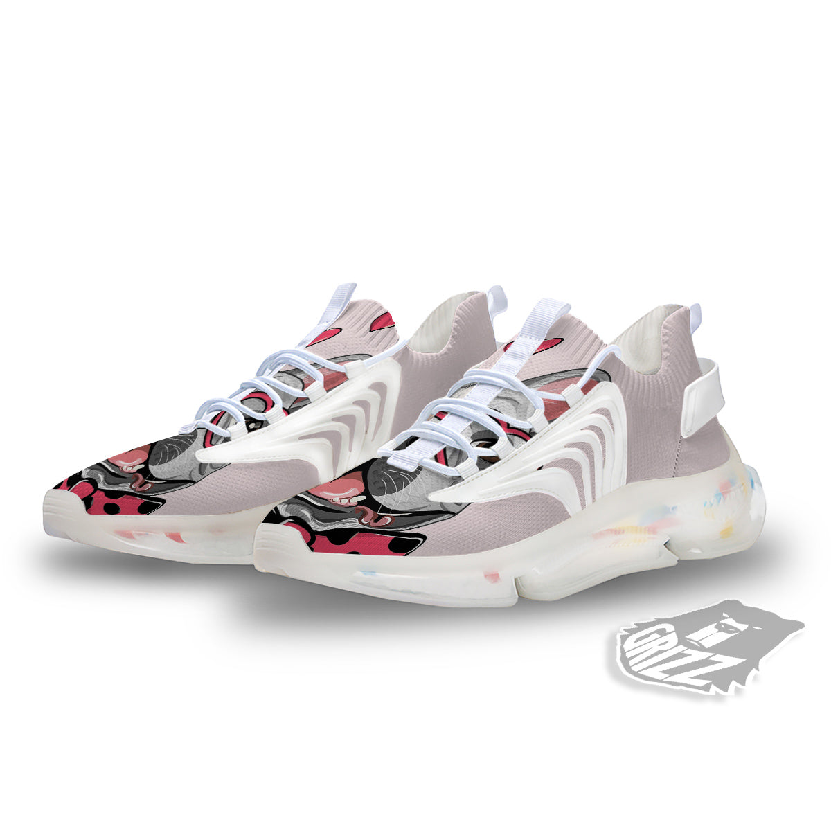 Pug With Glasses Cute Print Cute White Gym Shoes-grizzshop